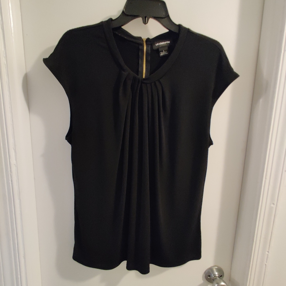 Liz Claiborne Black Cap Sleeve Blouse